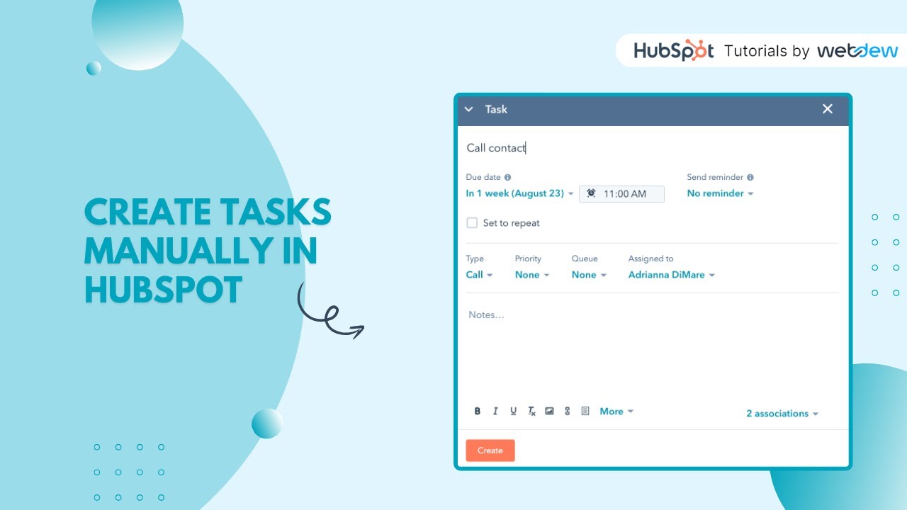 How to create tasks manually in HubSpot