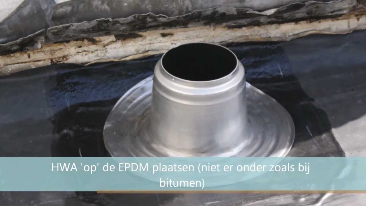 Dakenshop EPDM dakbedekking op een Bitumen dak verlijmen, dak renoveren , roofing
