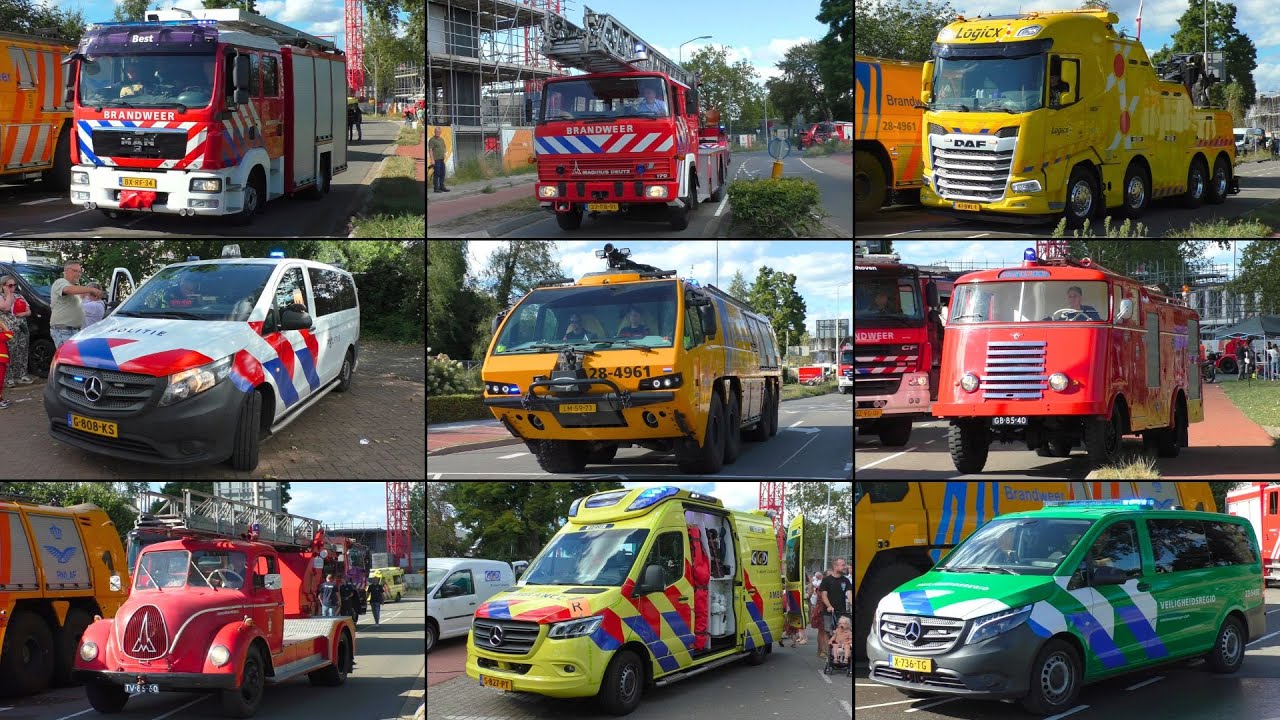 OPENDAG BRANDWEER VELDHOVEN | Vele Hulpdiensten (oldtimers) met zwaailicht en sirenes in Veldhoven!