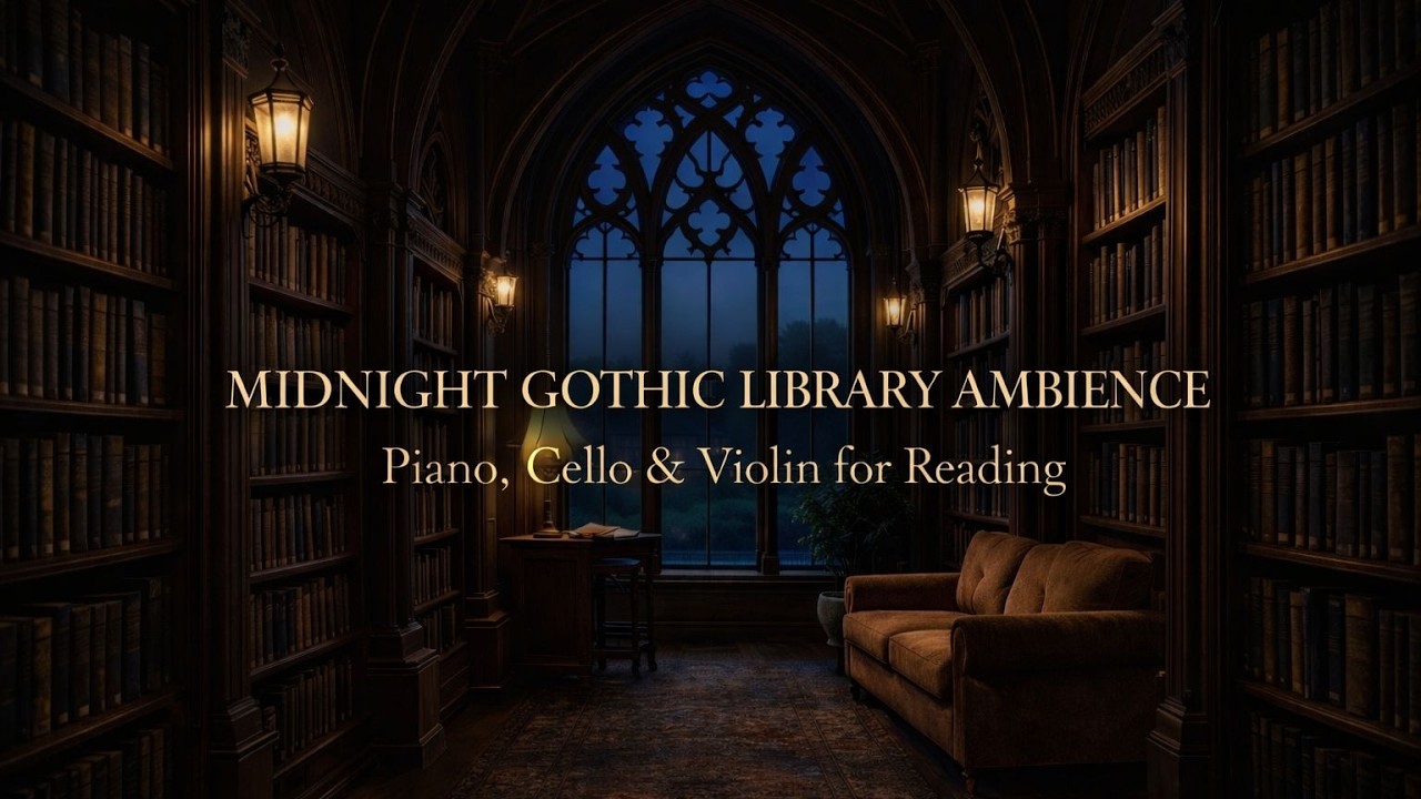 Midnight Gothic Library Ambience | Piano, Cello & Violin for Reading