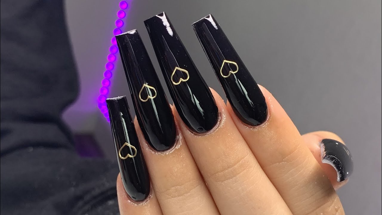 2 Week | Long Coffin Black Encapsulated Gold Heart New Color Refill