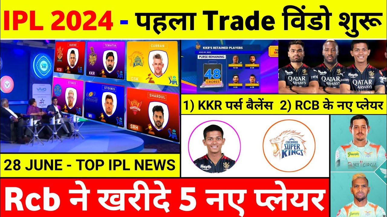 IPL 2024 - 10 Big News ( Rayudu Replacement, Trade Window, Rcb New Players 2024, Purse, Kkr, Rr )