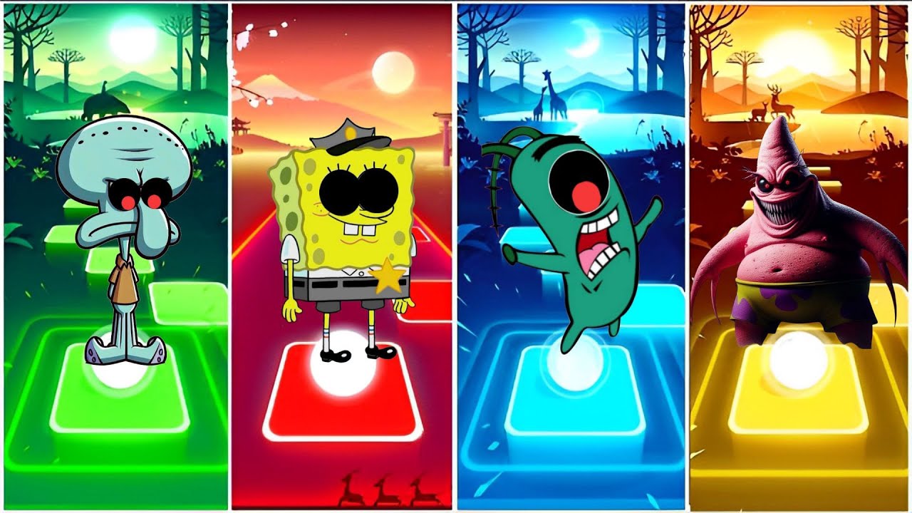 SQUIDWARD EXE VS SPONGEBOB EXE VS PLANKTON EXE VS PATRICK STAR EXE - TILES HOP