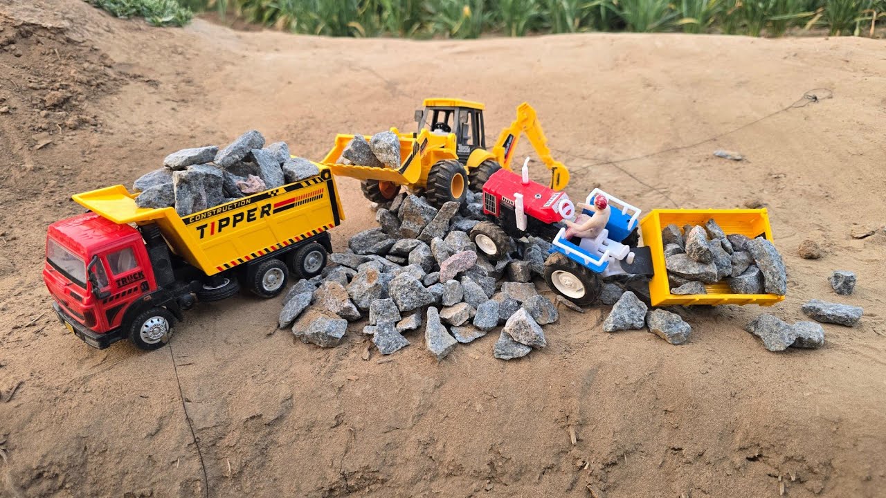 Jcb 3dx fully loading Tractor Truck Accident Pulling Jcb Crane ? Cartoon Video Jcb ki khudai ?