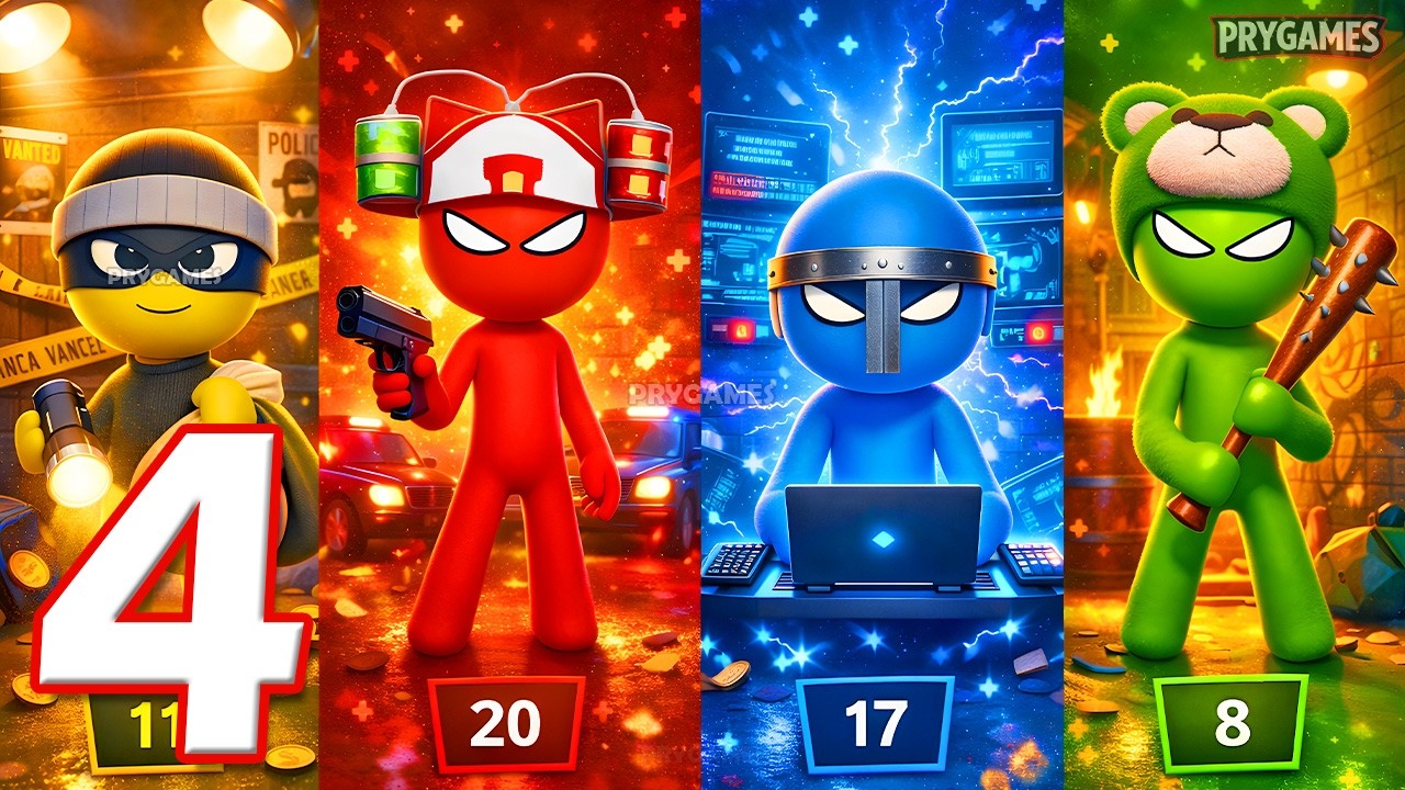 Stickman Party - Gameplay Walkthrough Part 4 - 1 2 3 4 Players Tournament Mode Random MiniGames