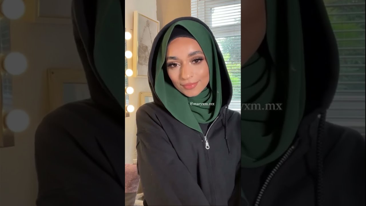 Hijab tutorial for wearing a hoodie 💚 #hijabi #hijabtutorial #hijabstyle #modesty #tiktokhijab