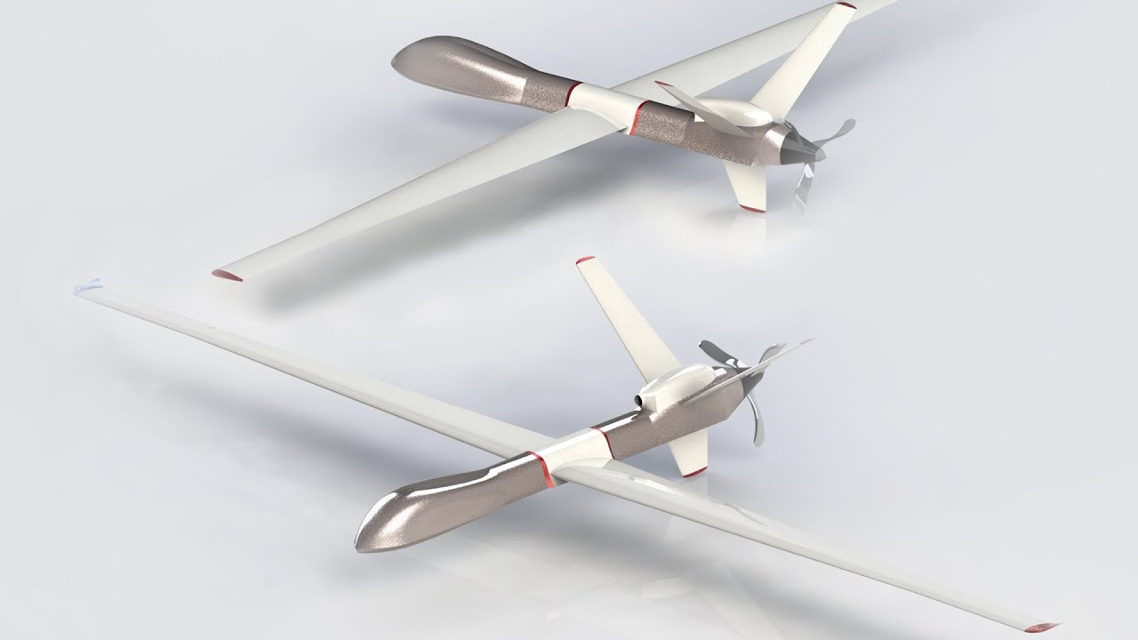 How To Design UAV Fixed Wing Atomics MQ-9 Reaper Model With SolidWorks Software 