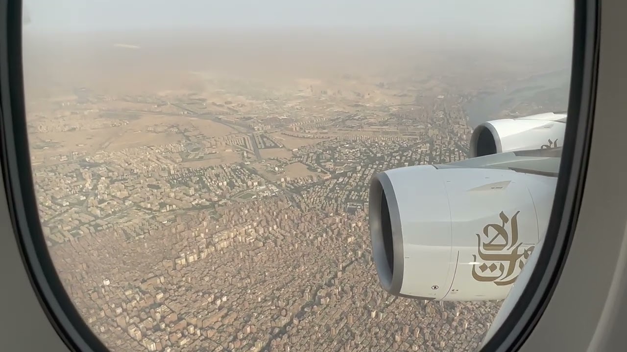 Landing in Cairo - Clear Skies - Emirates A380 - 16 June 2023
