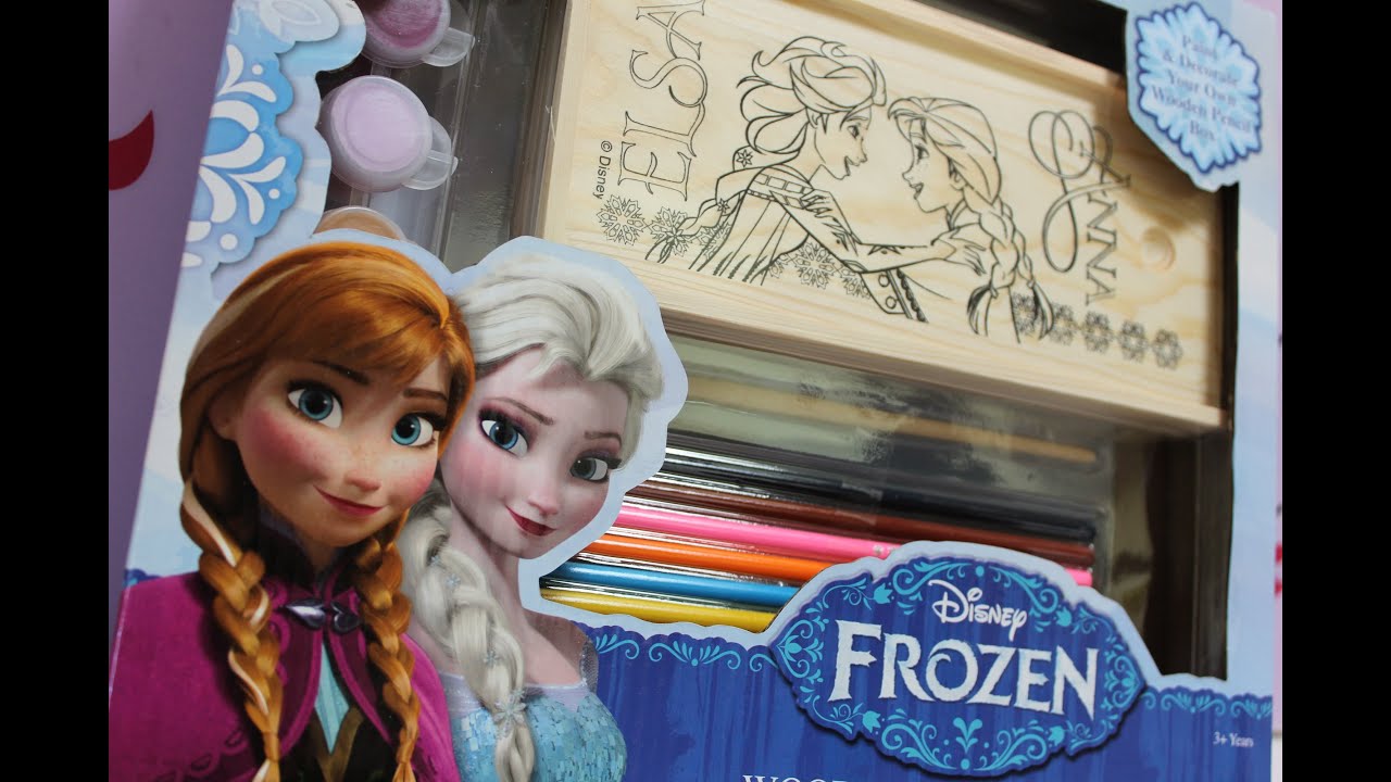Disney FROZEN Decorate and Paint Anna & Elsa on the wooden pencil box set!!