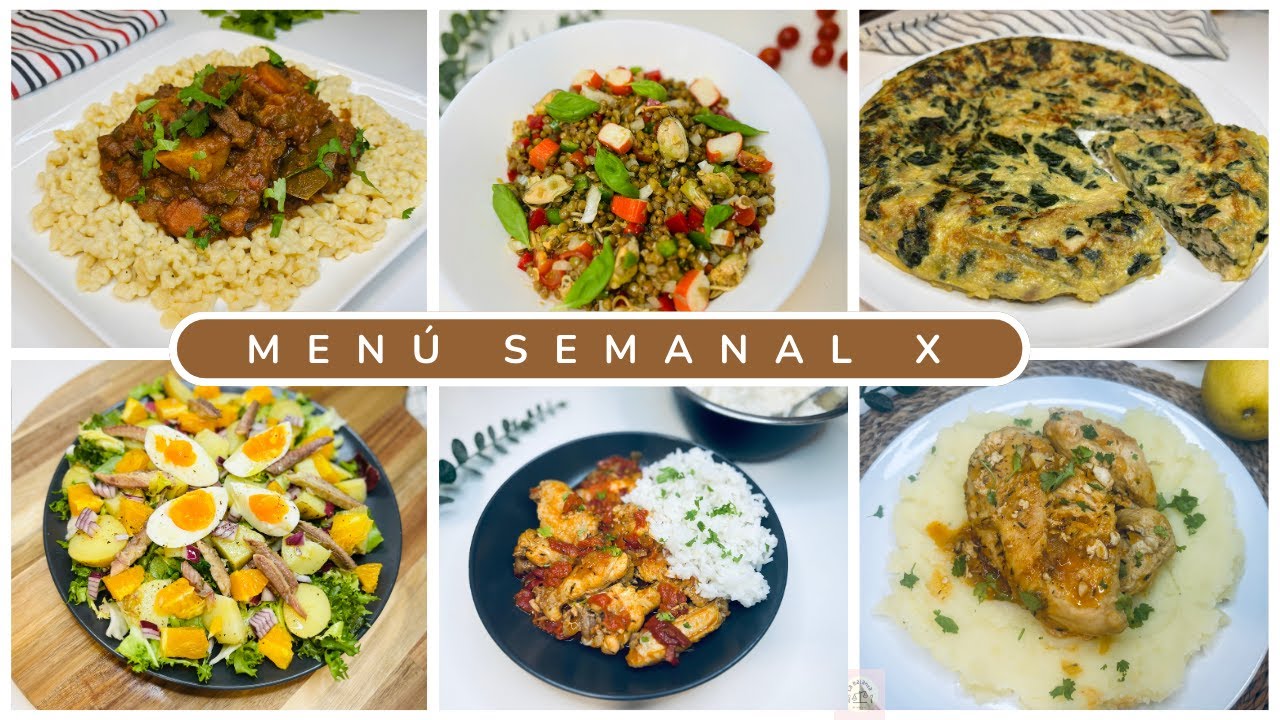 🥗🌾 MENÚ SEMANAL COMPLETO Y VARIADO X 🍽️ 🗓️ 7 IDEAS DE ALMUERZO Y CENA PARA TODA LA SEMANA