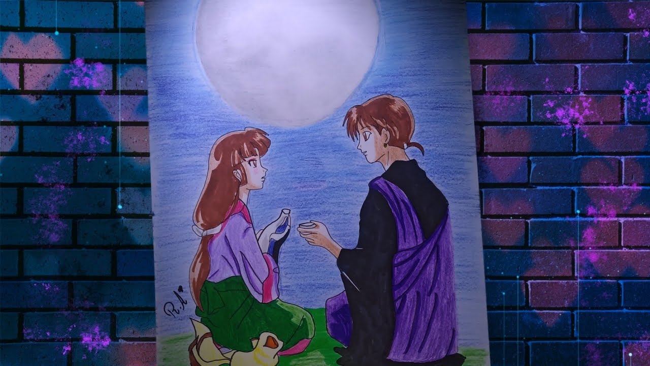 رسم ميروكو وسانجو من انمي انيوشا بالخطوات