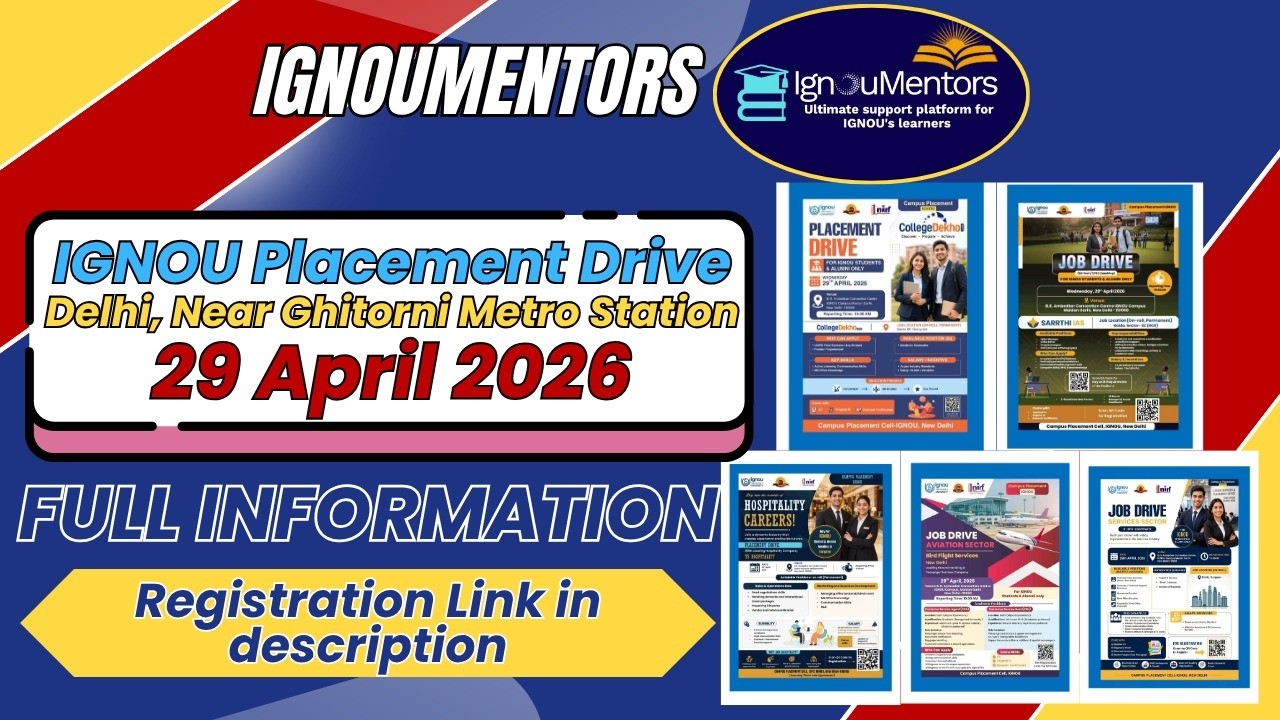 IGNOU Placement Drive 2026 🔥 | Delhi Job Fair | 29 April | Full Details + Registration