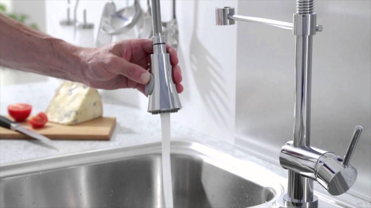 Rubinetto Miscelatore Monocomando Lavello Cucina con Doccia senza Scarico KC314 Hudson Reed