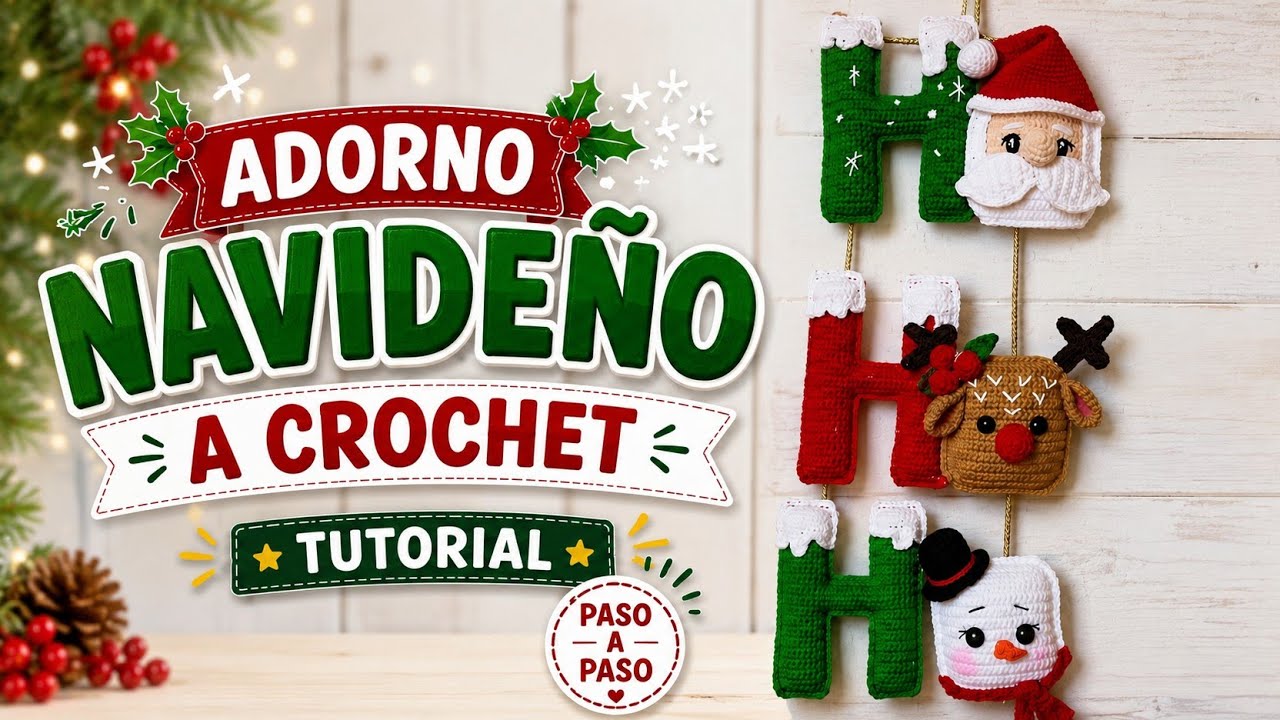 4to y último video del tutorial del colgante HO HO HO. 🎄🎅🏼🪅✨🧶