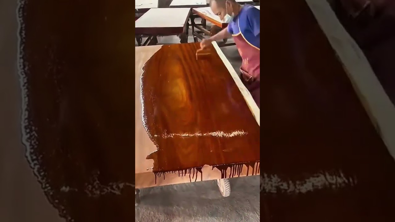 Applying wood varnish for smooth and glossy finish