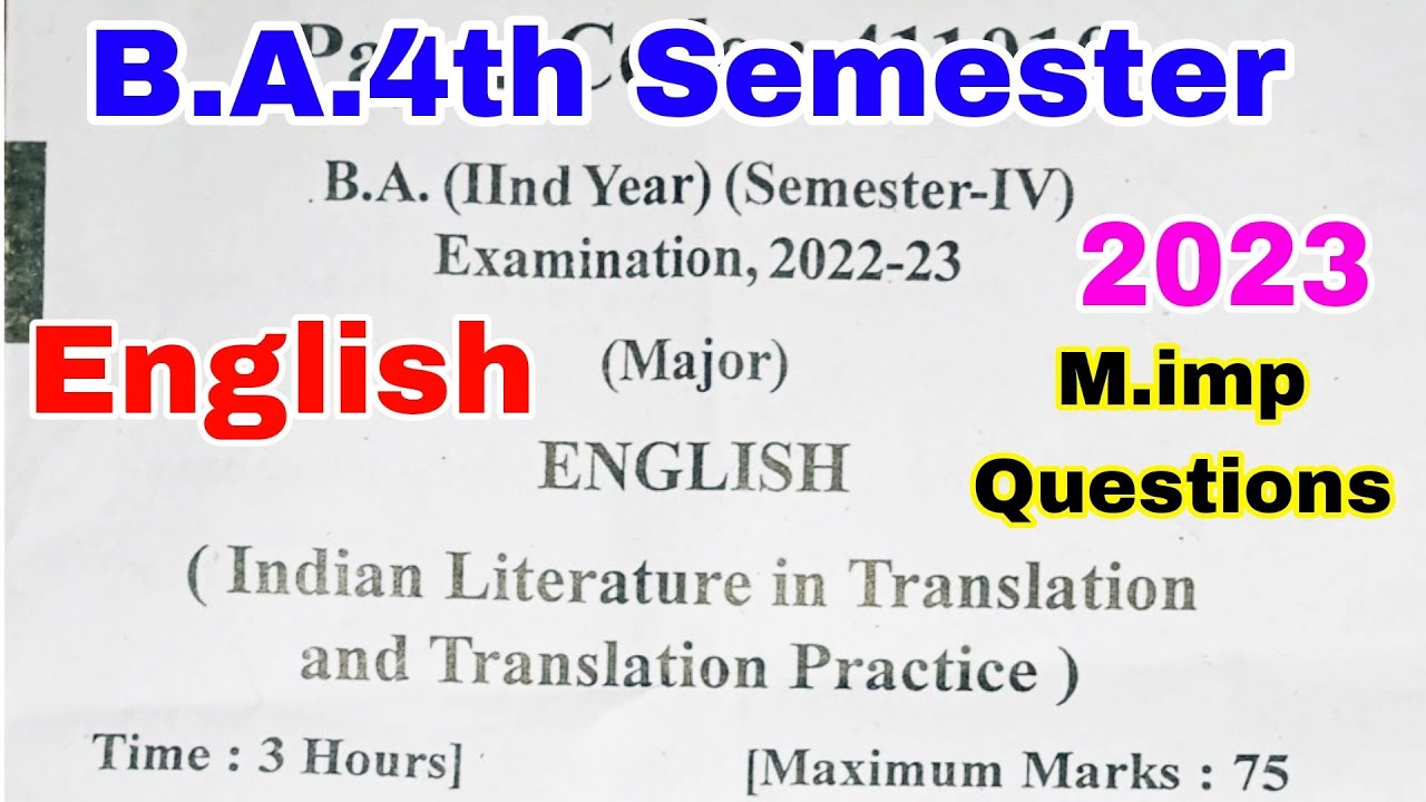 🔴Live आज रात 9 बजे | English Question paper-2023 for BA 4th semester | English m.imp question answer