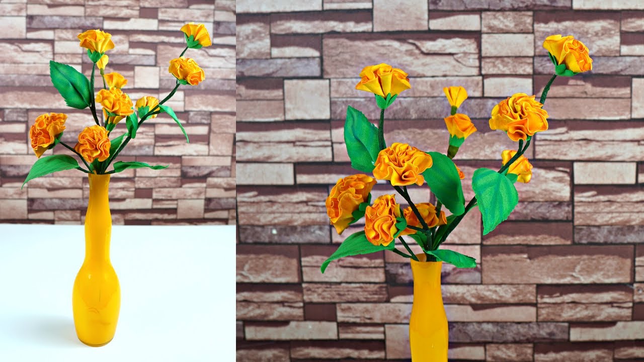 How To Make Beautiful Marigold Fomic Sheet Flowers - DIY - Art and Craft