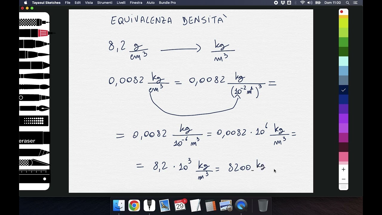 Esercizi Svolti EQUIVALENZA DENSITA' da g/cm³ a kg/m³ - Fisica a Distanza