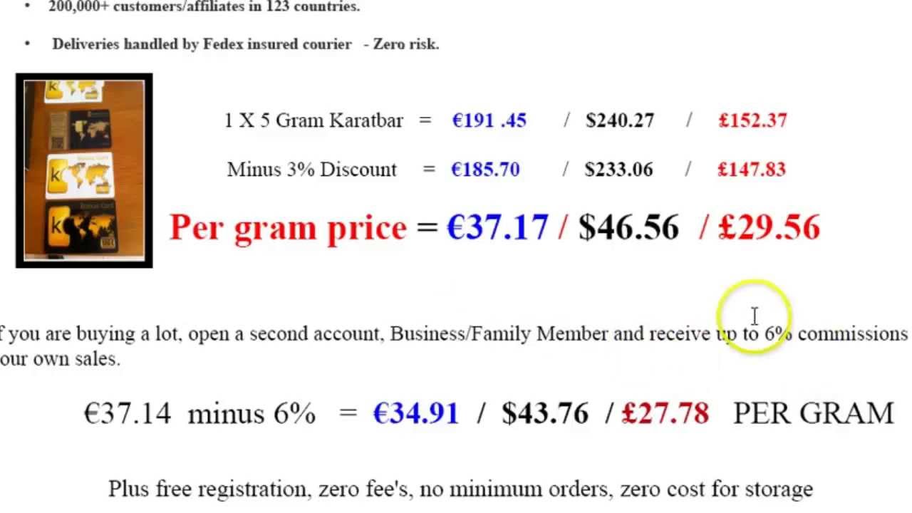Karatbars - Gold price comparison /B. McGinty/