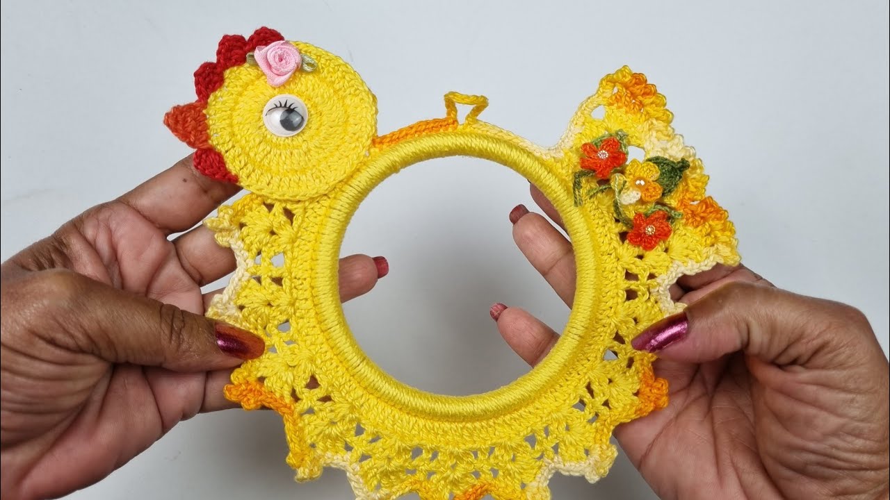 PORTA PANO de PRATO-🐔GALINHA EM CROCH&Ecirc; 🐔 @PittysArts