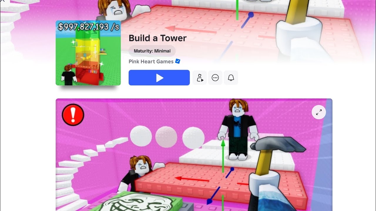 Playing build a tower on roblox!