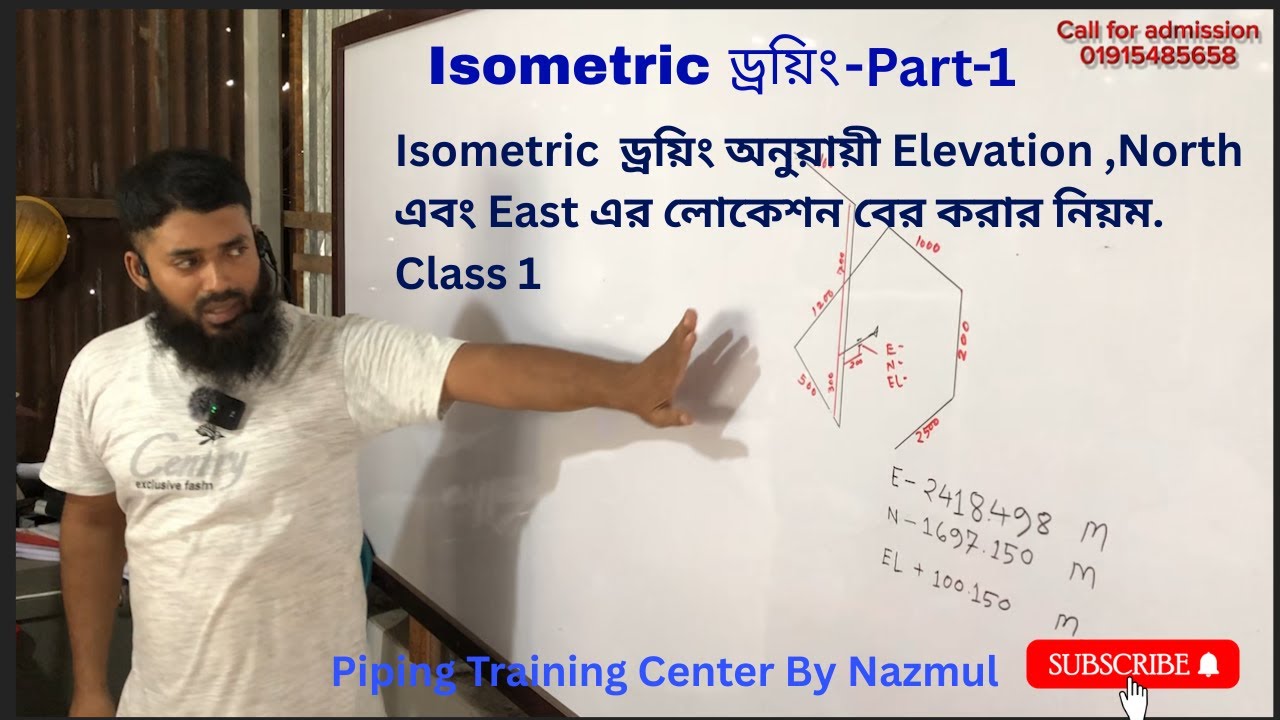 Isometric  ড্রয়িং অনুয়ায়ী Elevation ,North এবং East এর লোকেশন বের করার নিয়ম. Class 1