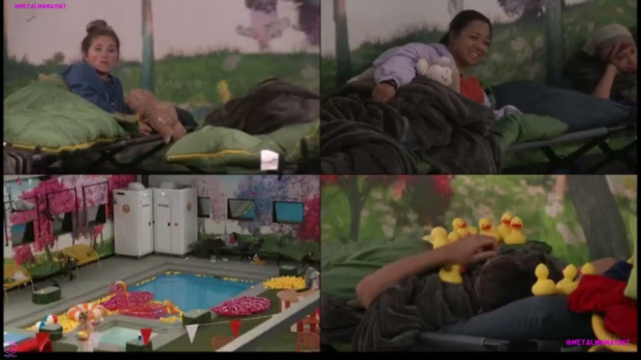 Leah covers sleeping Kimo with Rubber Duckies.🤣 #BB26 #BigBrother
