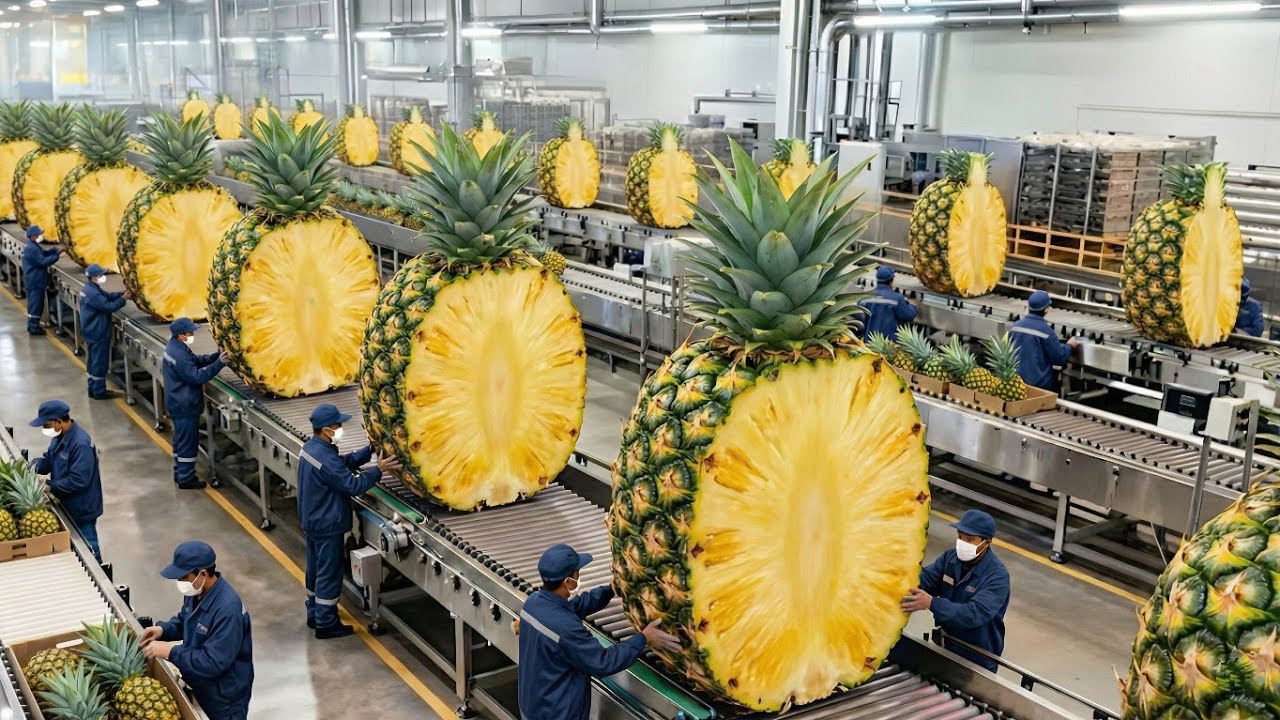 Inside a Modern Pineapple Factory – How Spiky Fruits Become Perfect Canned Slices (Full Process)