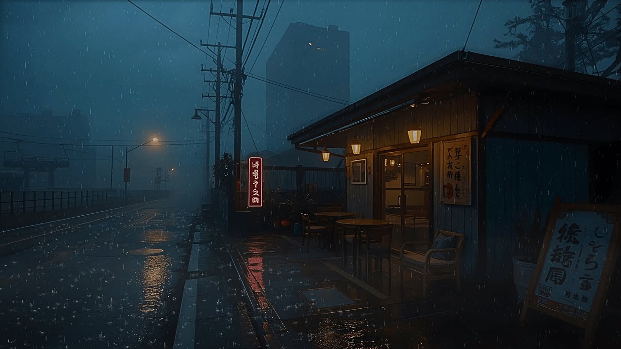 Lofi Rain 🌧️ Cozy Roadside Café Ambience • Music for Studying and Concentration