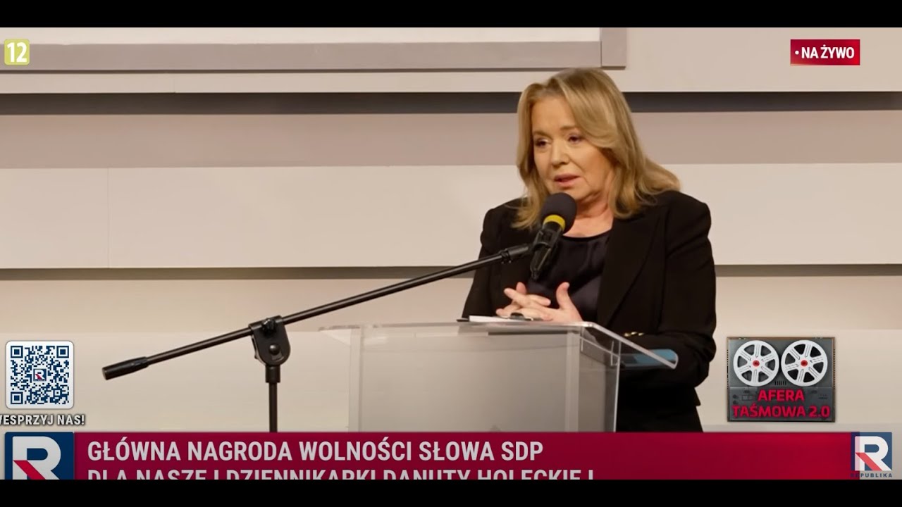 Danuta Holecka odbiera główną nagrodę Wolności Słowa SDP ,,Traktuję swoją pracę jak misję''