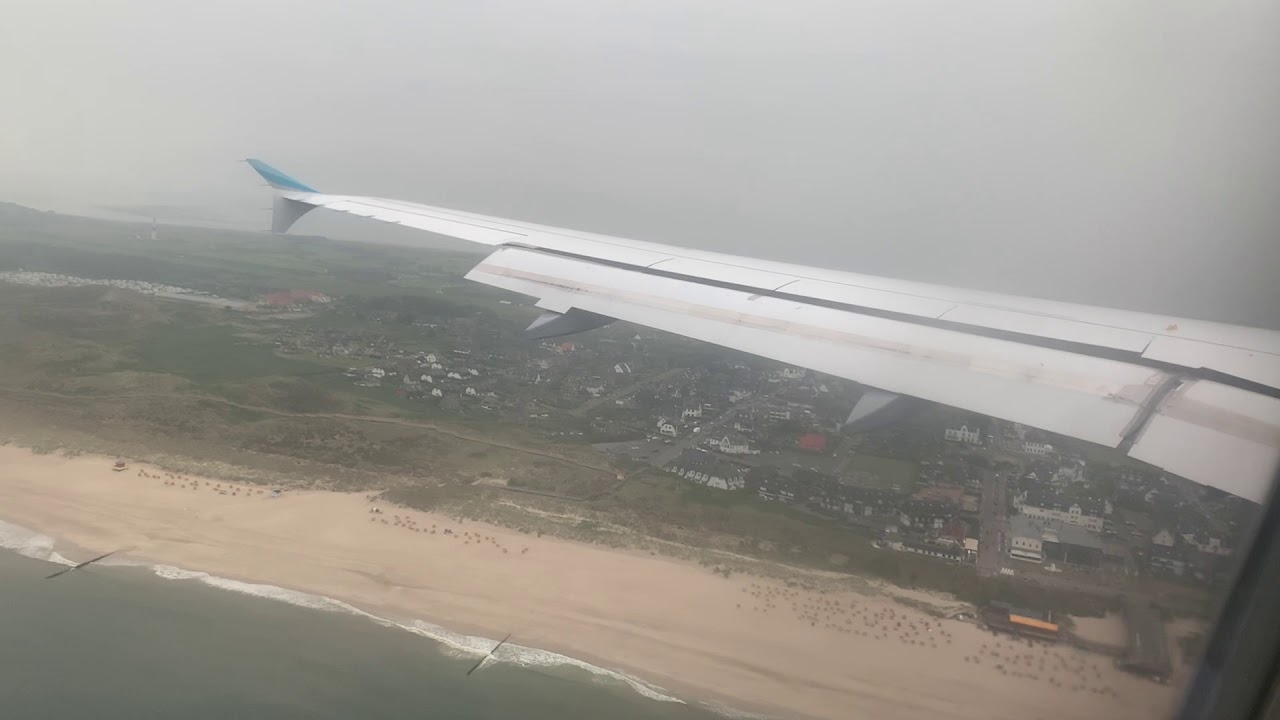 Eurowings Airbus A320 Stormy and Hard Landing on Sylt Westerland Airport