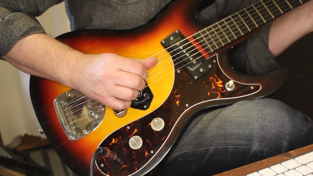 60's Guyatone 'Mosrite' Copy Offset Guitar +Waterslide Guitars Rubber Bridge Baritone Conversion