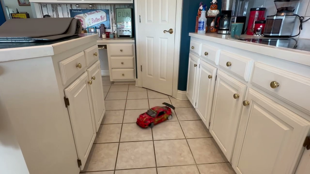 KillaShark RC drift car drifting in my kitchen