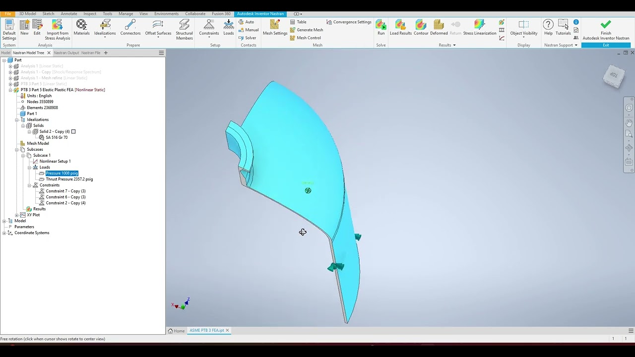 ASME Sec VIII Div 2: How to perform Elastic Plastic Stress Analysis Using NASTRAN: ASME PTB 3