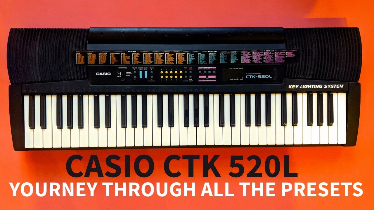 Casio CTK 520L keyboard with key lighting system - all presets, all playing, no talking