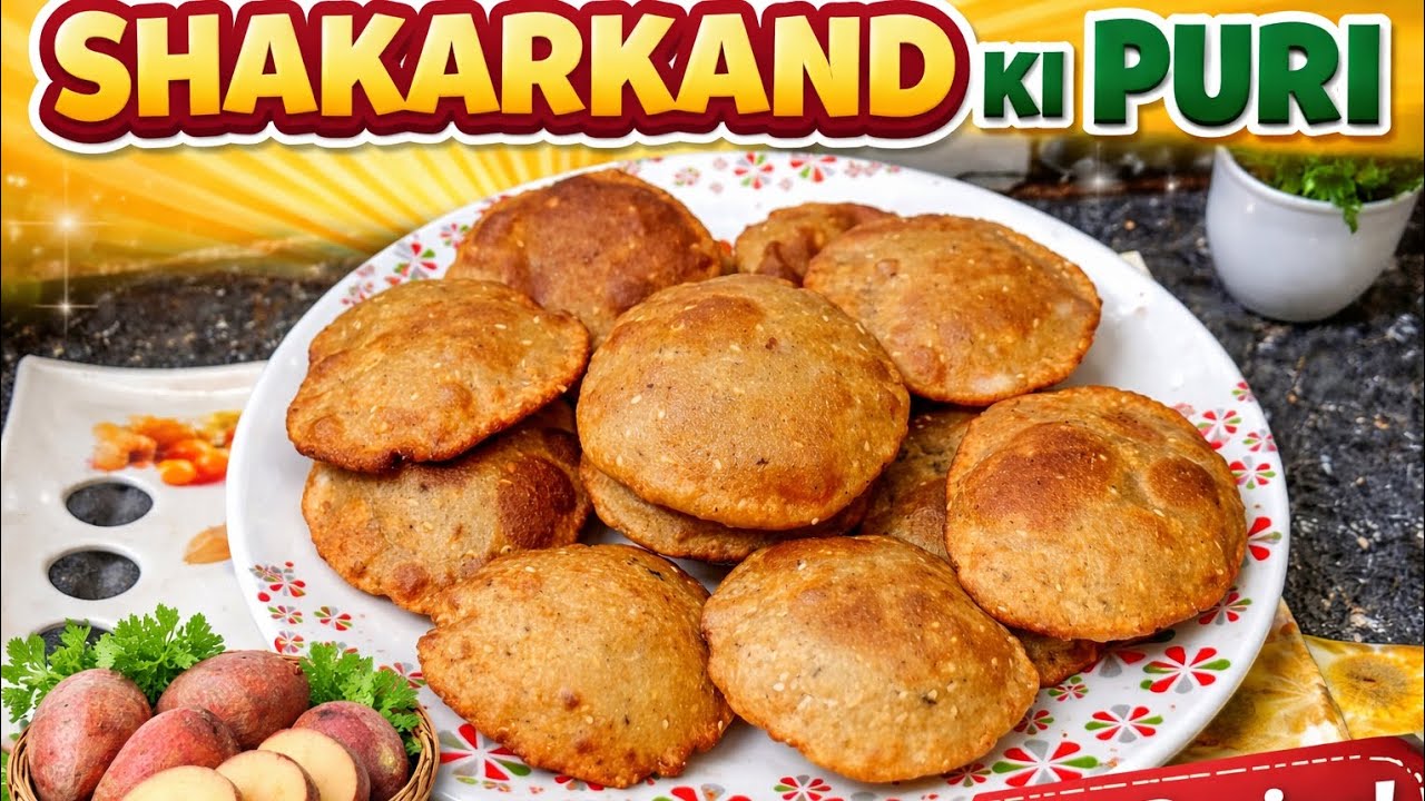 Vrat Wali Shakarkand Puri | Crispy & Puffy Puri Recipe | Easy Sweet Potato Puri