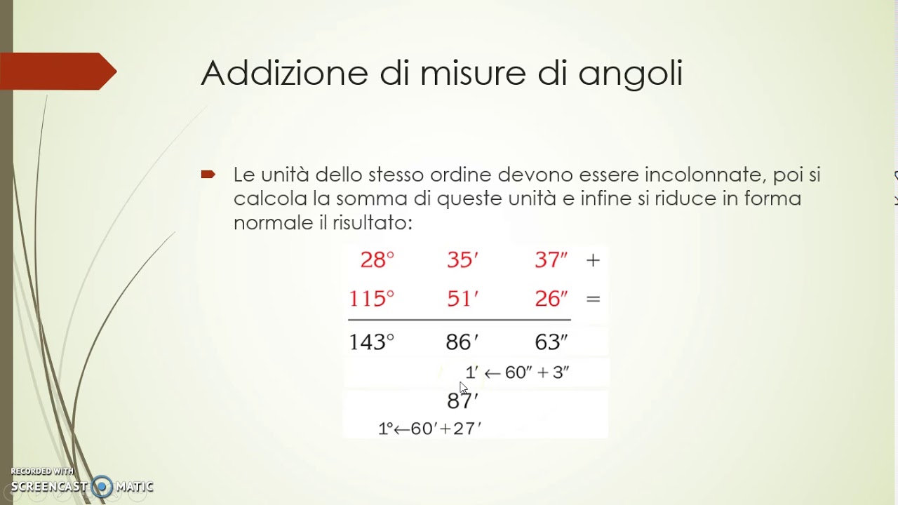 Angoli addizione e sottrazione