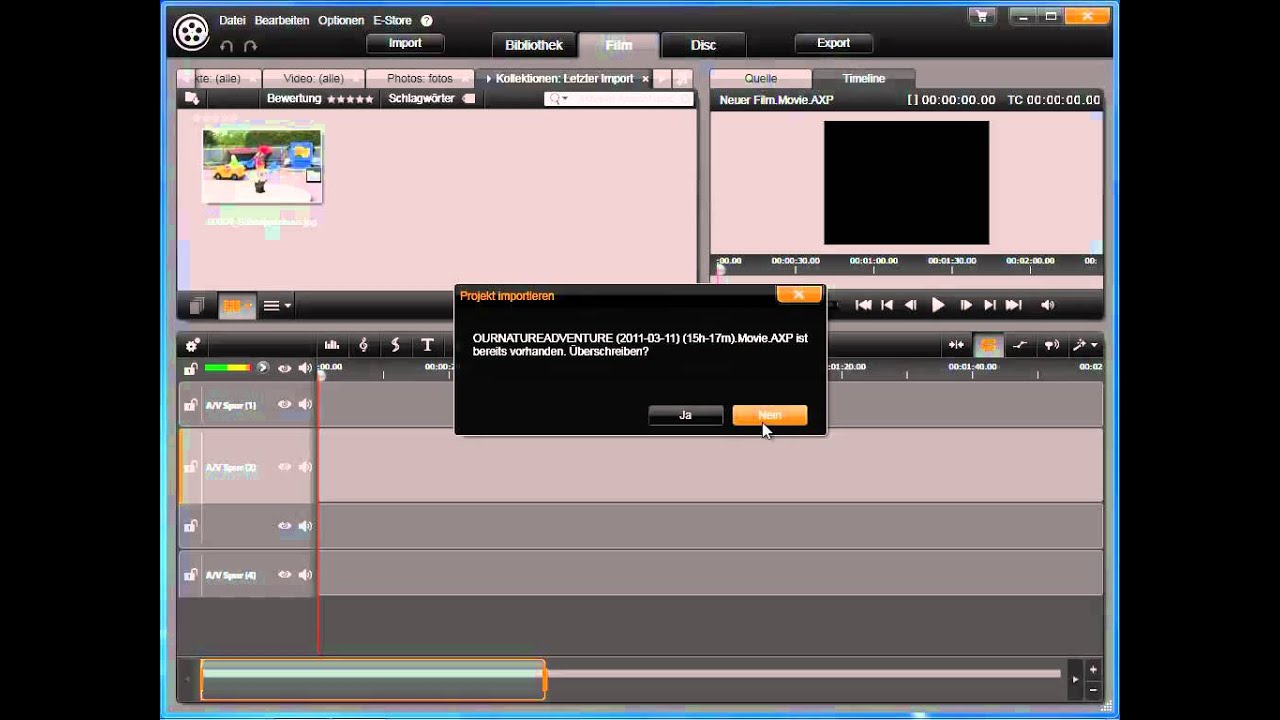 Pinnacle Studio Projekt in Avid Studio oeffnen