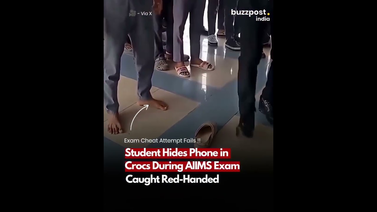 A student was caught attempting to cheat during an AIIMS examination by hiding a mobile