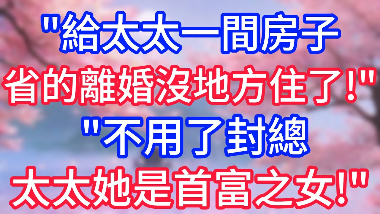 給太太一間房子，省的離婚沒地方住了！不用了封總，太太她是首富之女！