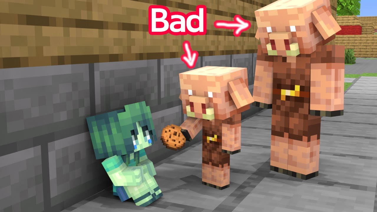 Bad Piglin and Poor Baby Zombie Girl - Sad Story - Minecraft Animation