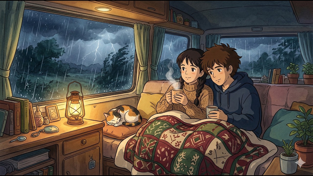 We Stayed Warm in the Van as the Storm Got Louder | Cozy Animation