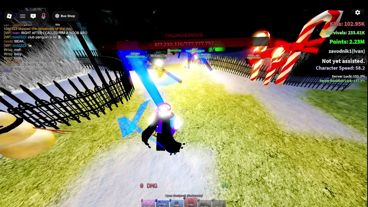 Defeating Thunderous Wraith after calling him a NOOOBBB