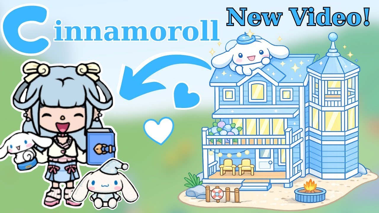 NEW VIDEO!😱Cinnamoroll Coastal Villa Makeover in Toca Boca🤍🩵House Makeover in Toca Boca(House ideas)