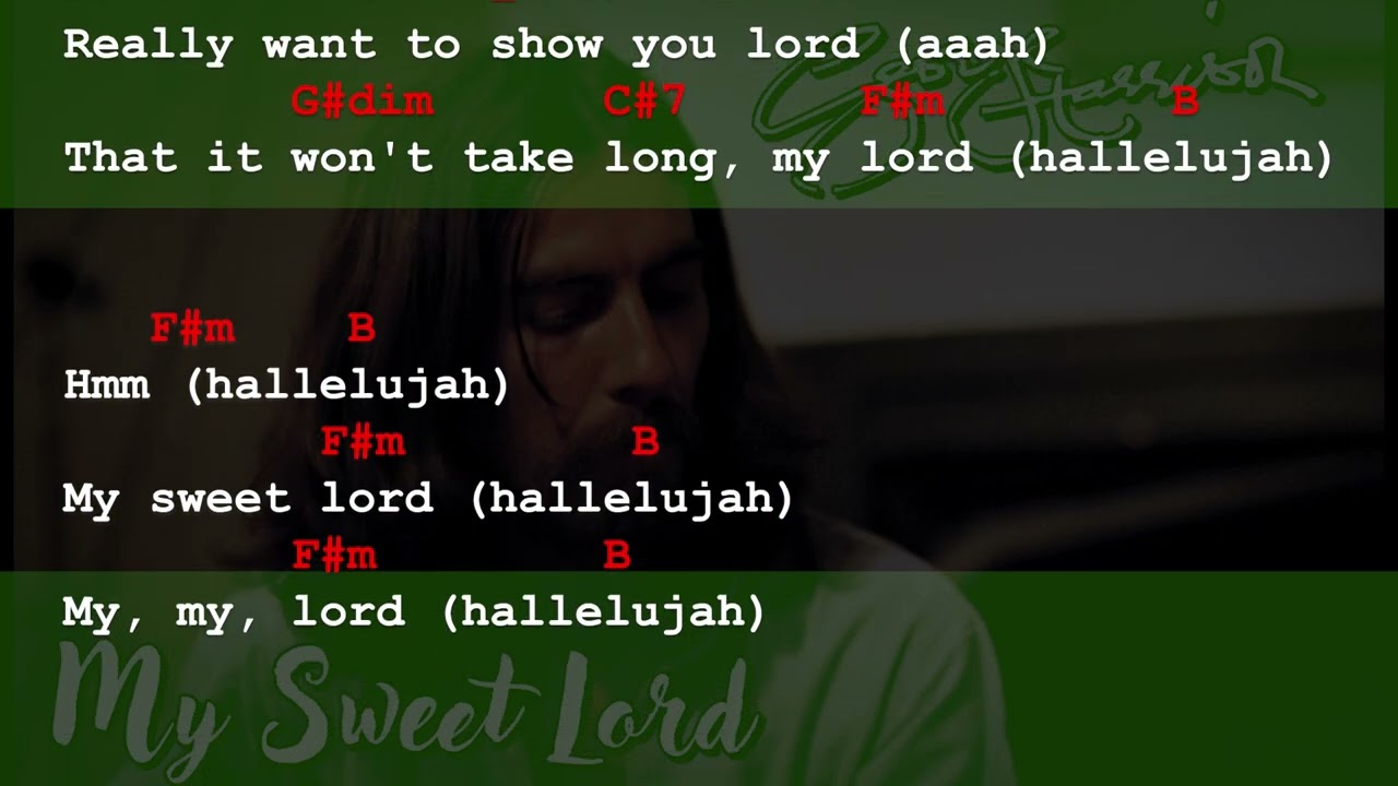 GEORGE HARRISON - My Sweet Lord - Guitar Backing Track With Chords And Lyrics [Em]