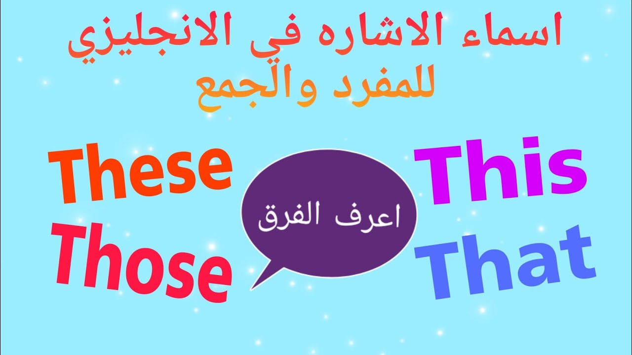 ابسط شرح لاسماء الاشارة للمفرد والجمع this     that     these     those