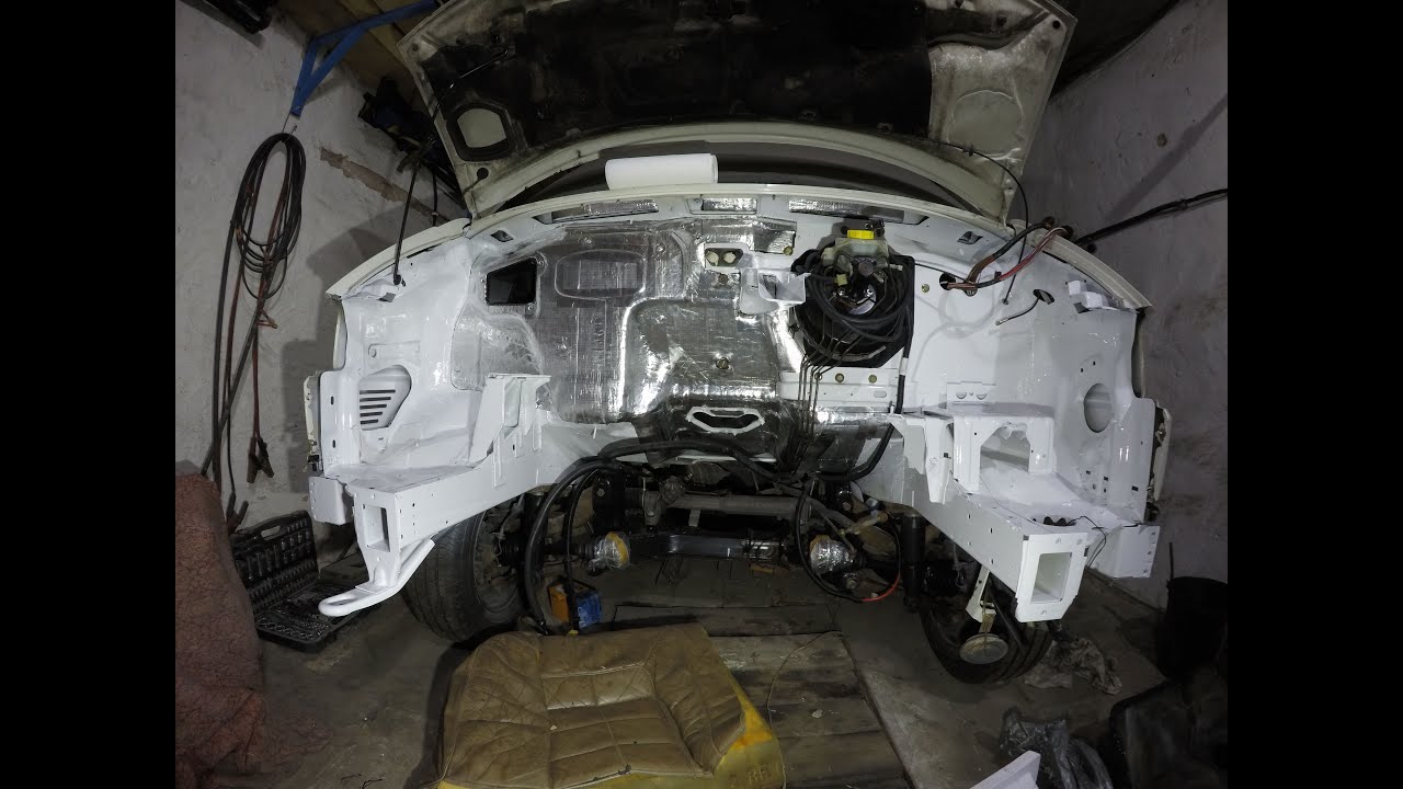 AFN 1.9TDI на Т4.Свап мотора,7часть.Подготовка моторного отсека.Пескоструй,покраска,шумка