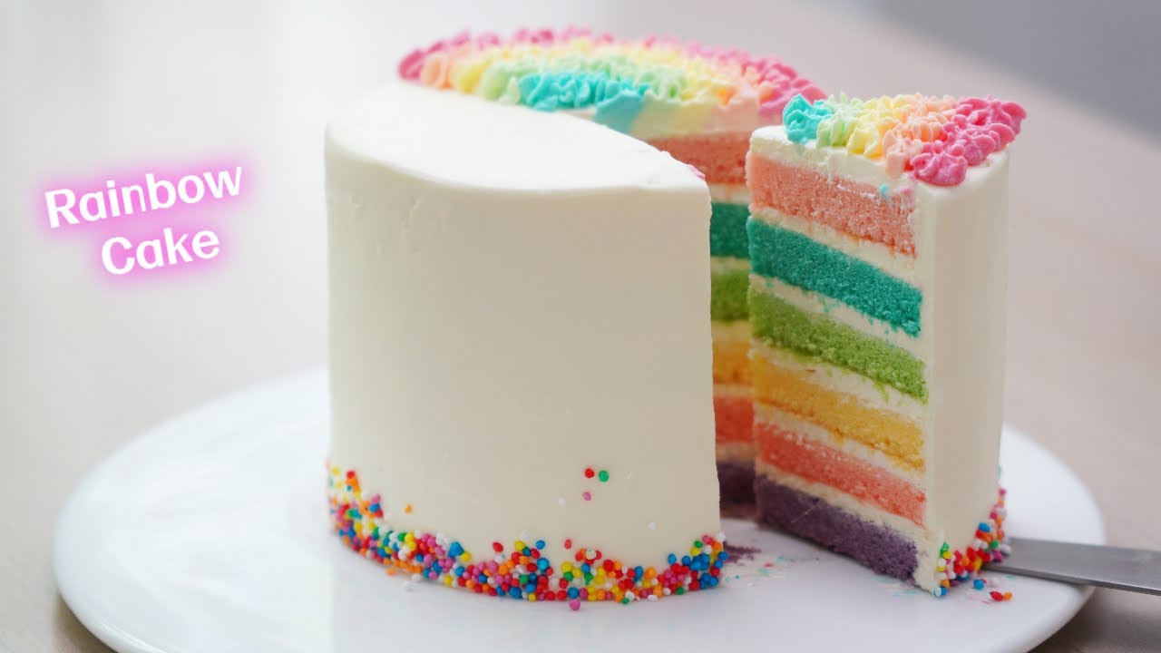 How To Make A Rainbow Cake In One Mold! 彩虹蛋糕