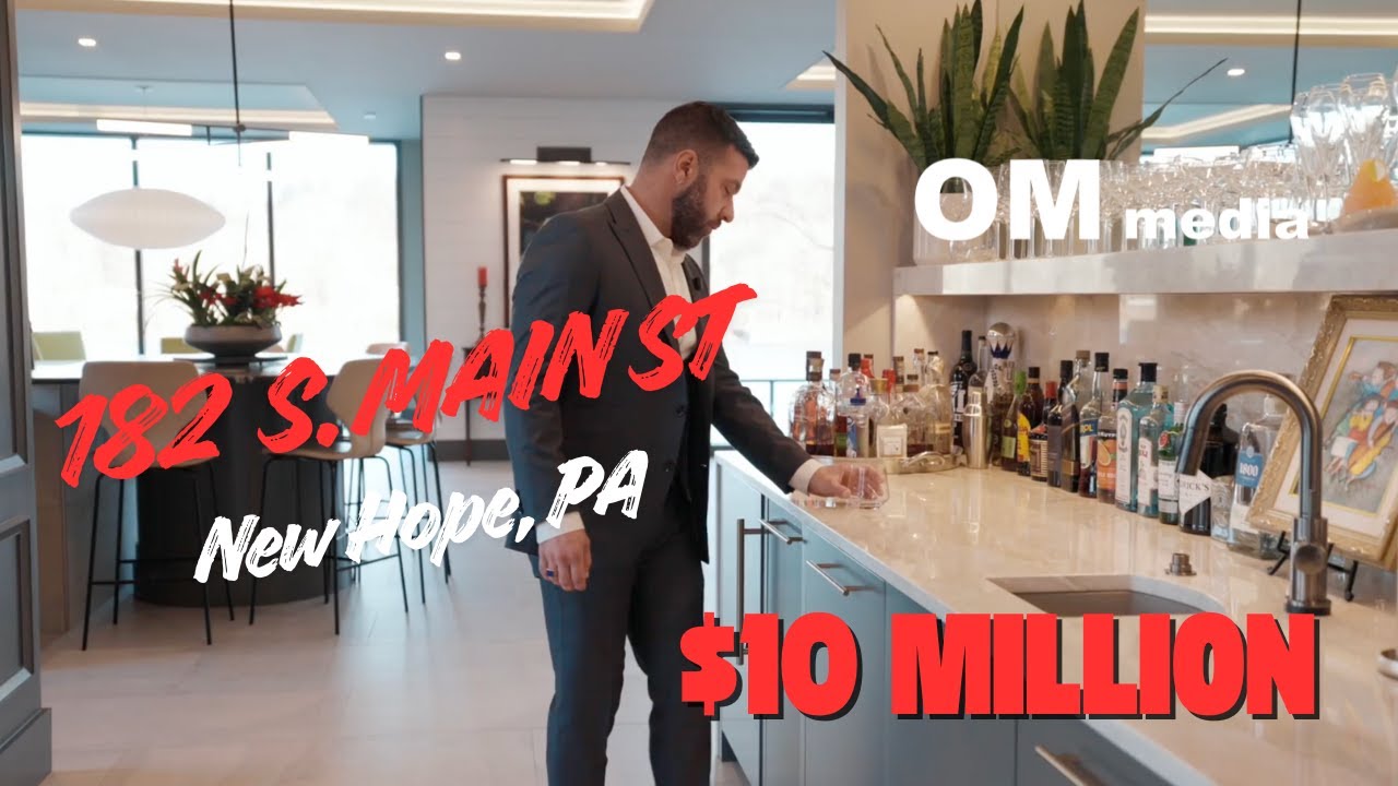 $10M Luxury Home Tour | 182 S Main St, New Hope PA | Riverfront Estate | OM Media