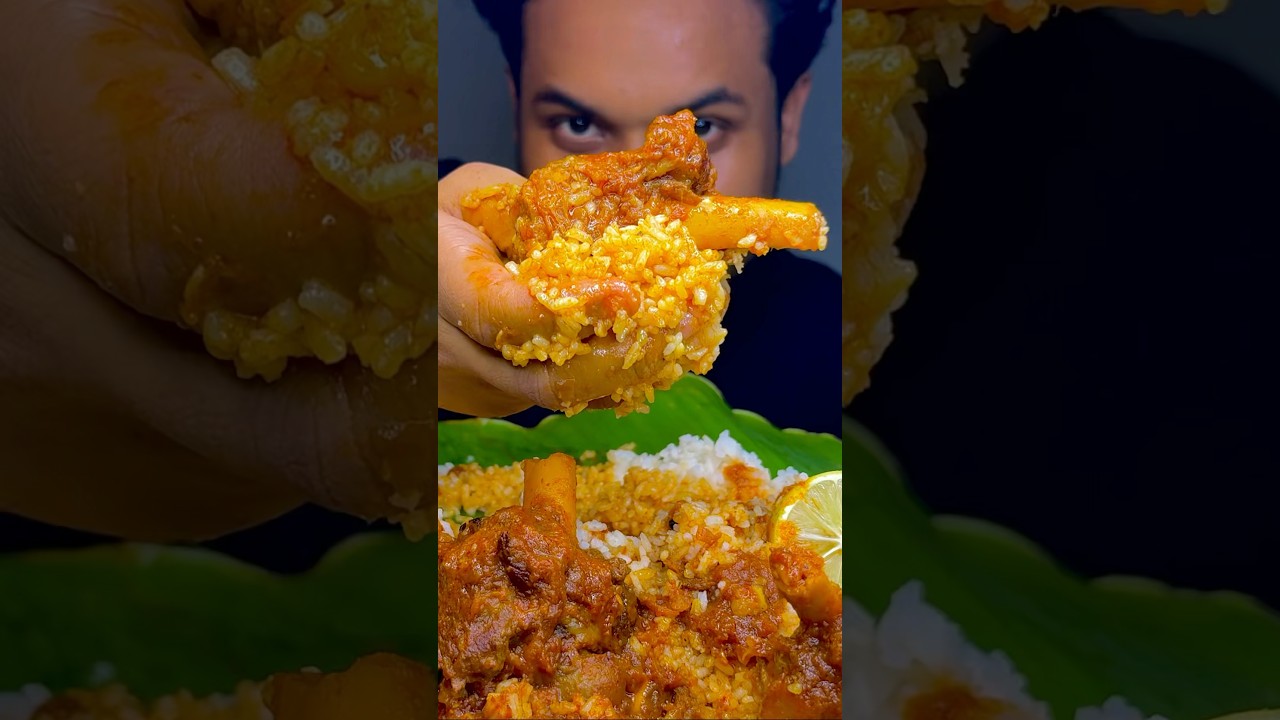Eating spicy mutton kosha with basmati rice 😋| #mukbang #asmr #homemade #bigbites